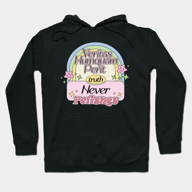 Truth Never Perishes in Latin Phrase Veritas Numquam Perit Hoodie by Mochabonk